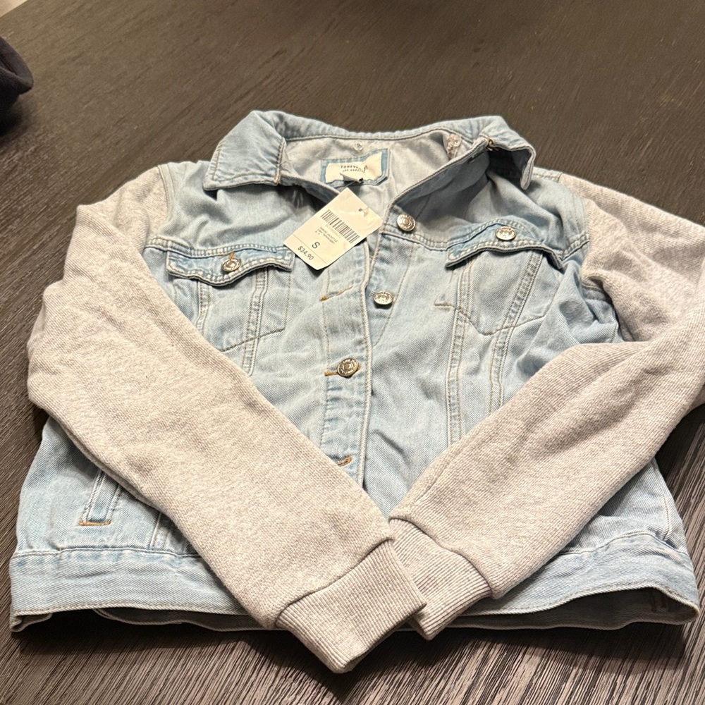 Juniors' Forever 21 Knit & Denim Lightweight Jean Jacket Size S